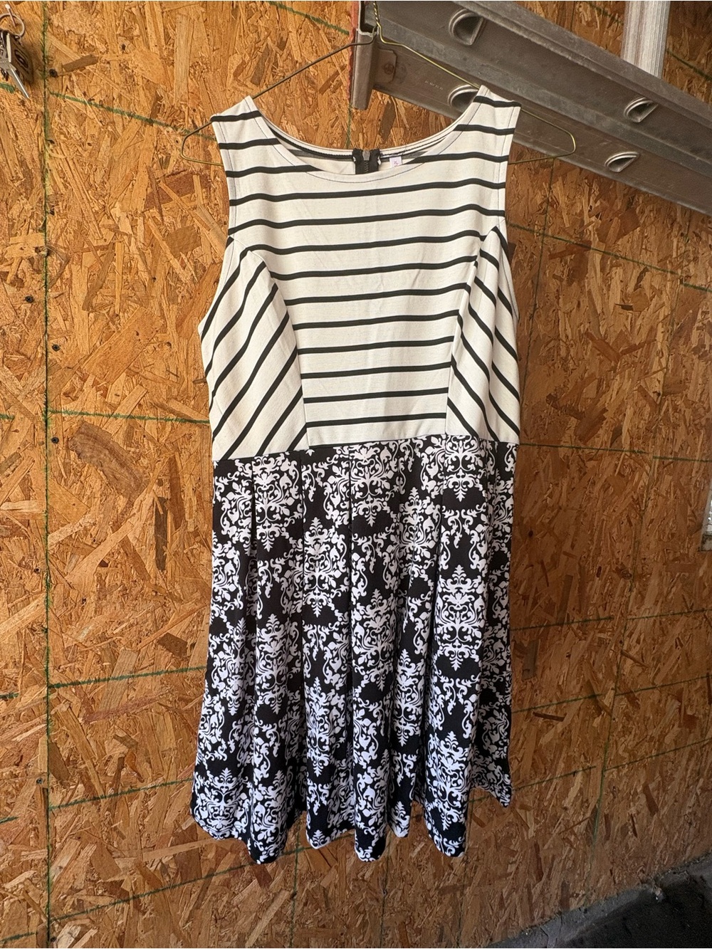 Xhilaration Black and White Mixed-Print Sleeveless Dress